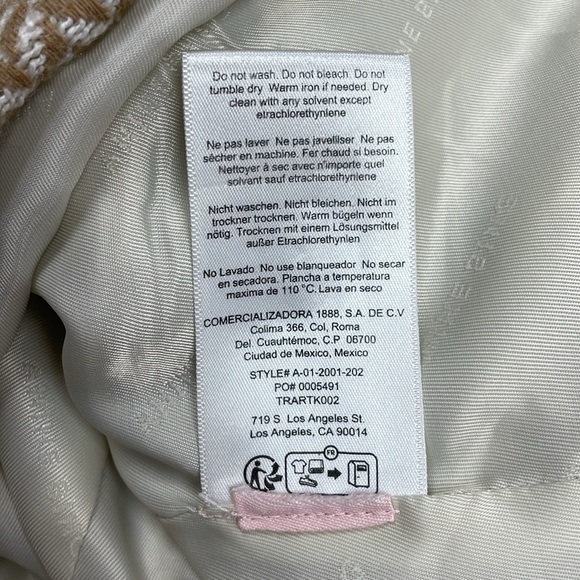 Anine Bing Tweed Fishbone Herringbone Double Breasted Blazer Jacket Tan Small - Picture 13 of 15